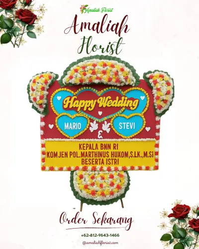 Karangan Papan Bunga Pernikahan di Sambeng